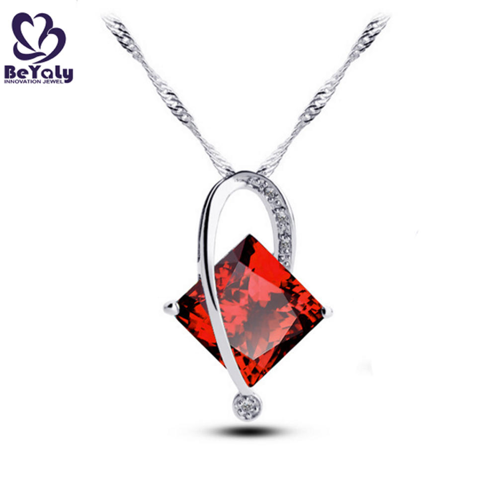 product-Custom design pink diamond stone necklace 925 silver bisuteria-BEYALY-img-3