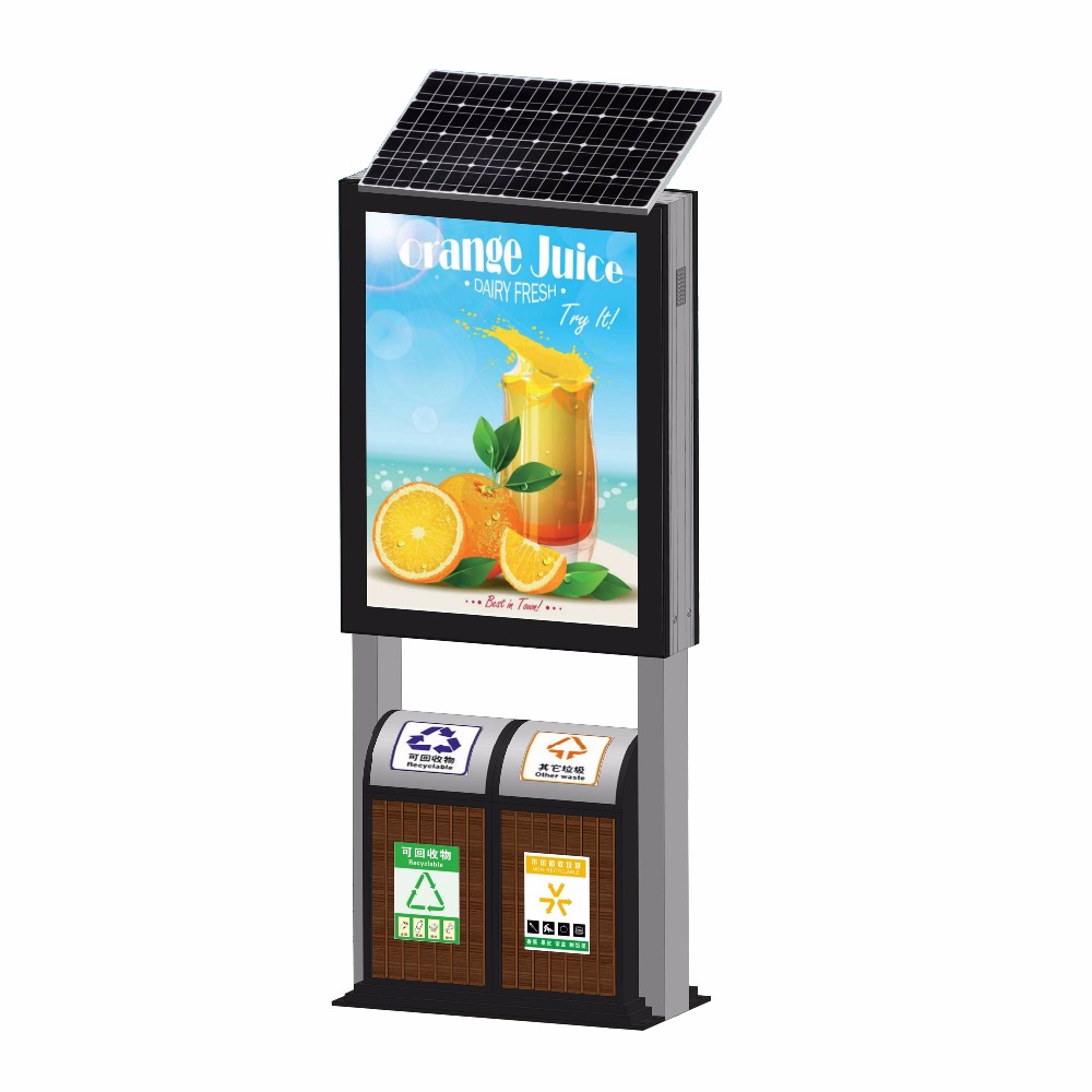 High quality advertising solar light box with trash can