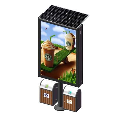 Good aluminium material advertising solar power light box with trash bin