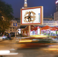 Large outdoor double-faces rotating LED advertising display column