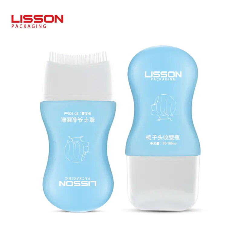 80-150ml empty custom plastic massage bottle with hair comb applicator