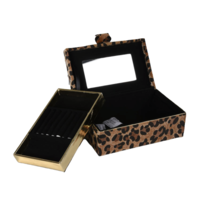Custom Leopard Velvet Jewelry Storage Travel Jewelry Box Organizer for Ladies