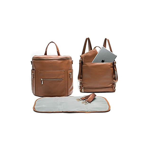 Leather Diaper Bag Backpack with Changing Pad Diaper Bag Organizer