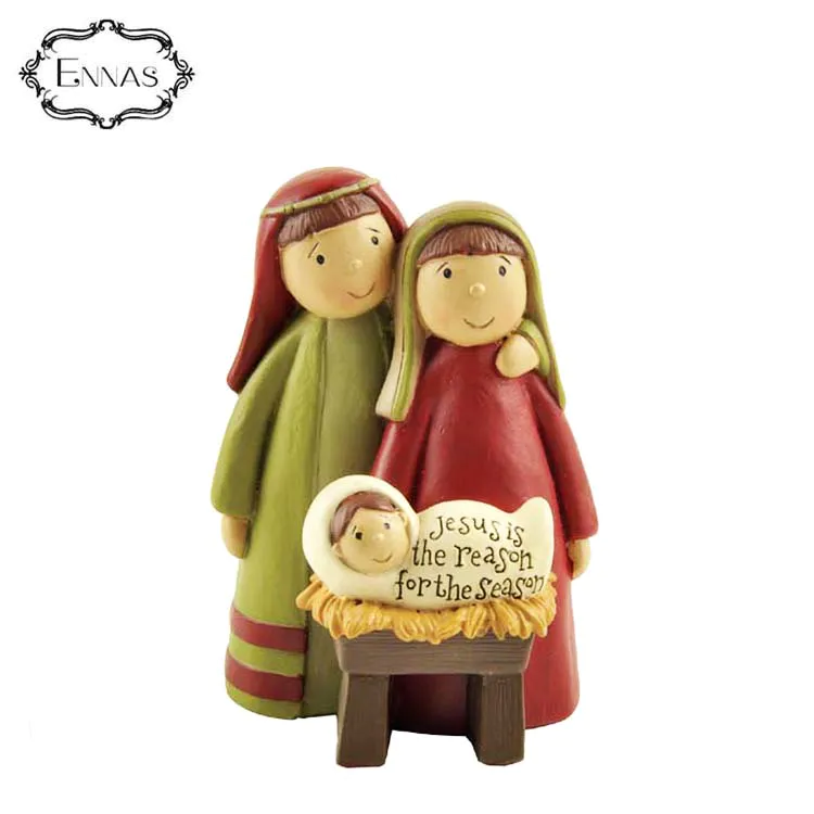 'jesus is' family nativiry setjoseph/mary/jesus figure artificial handicraft decorative statues