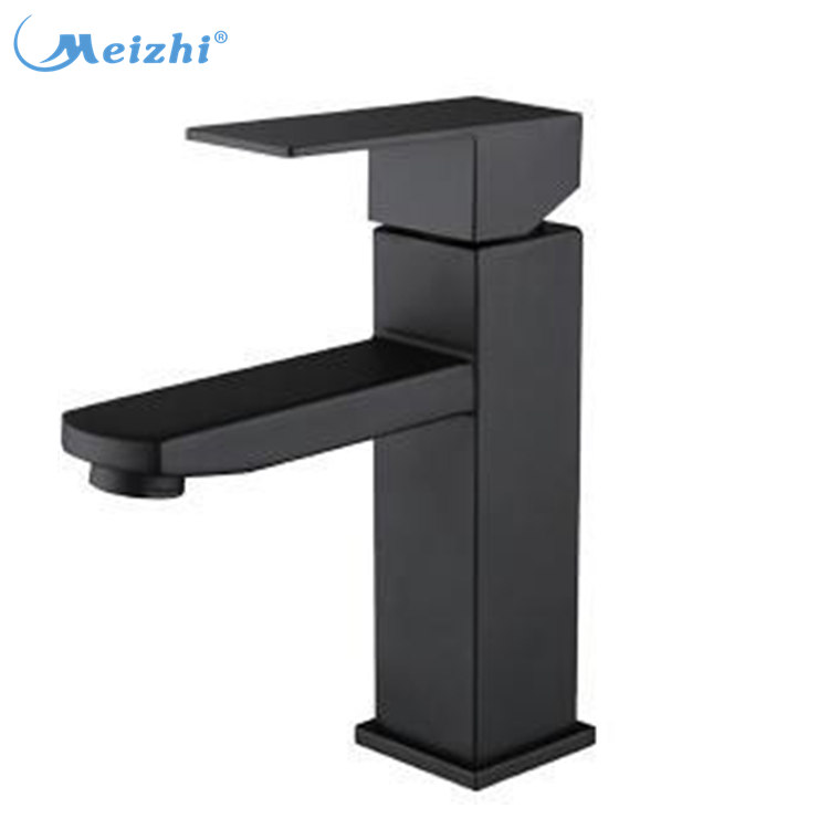 Modern single handle matte black bathroom faucet