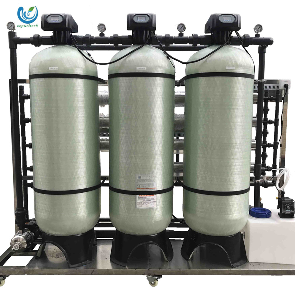2000L/H FRP filter tank material one stage reverse osmosis system for mineral drinking water treatment plant