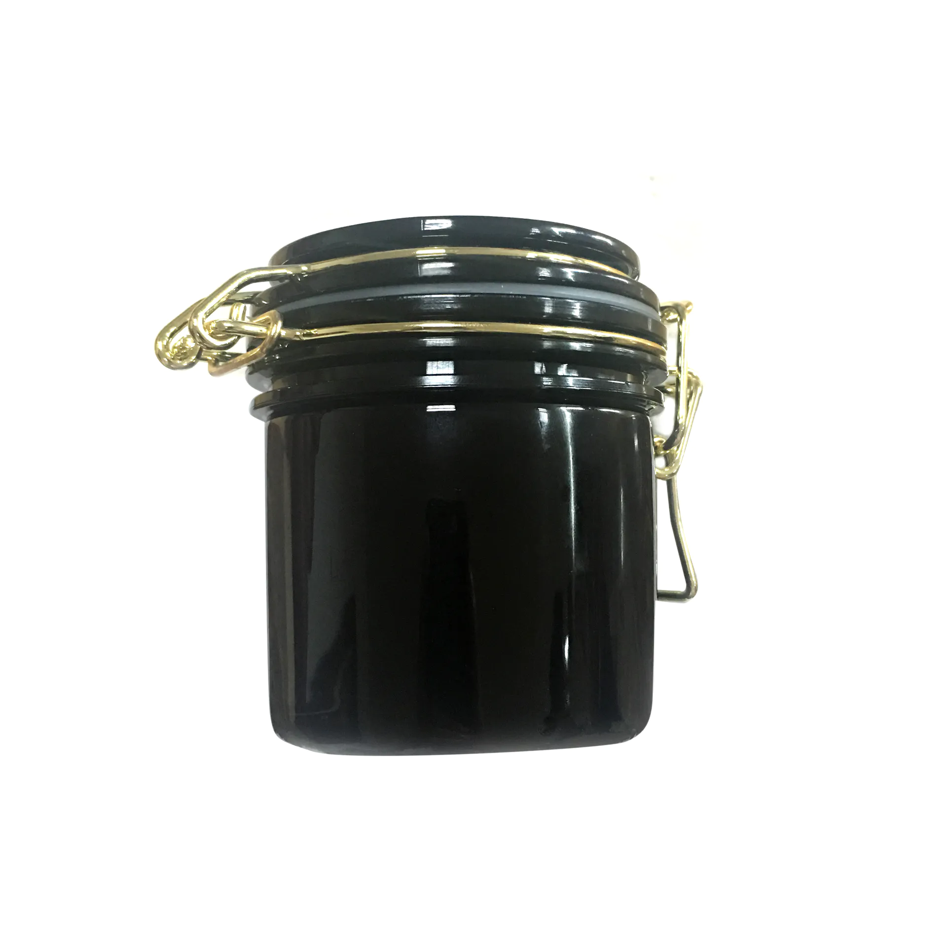 Black PET Plastic Food Mask Cosmetic Canning airtight Jar With Glod Clasp