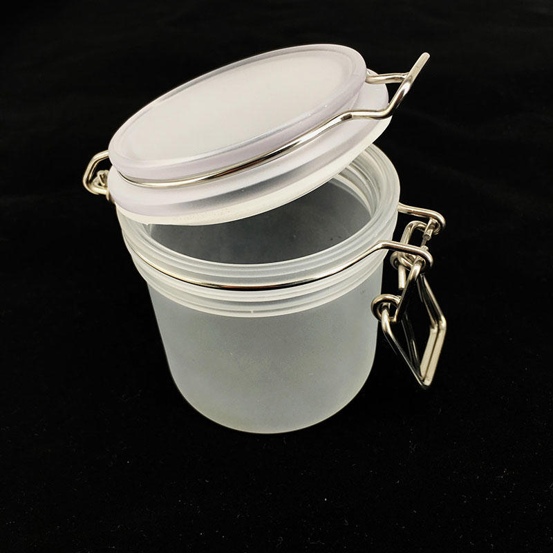 Black PET Plastic Food Mask Cosmetic Canning airtight Jar With Glod Clasp