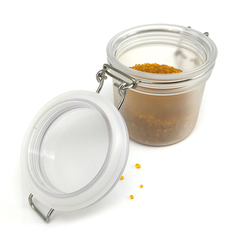 Barattolo per conserve di plastica per alimenti in plastica PET nera per imballaggio cosmetico con filo metallico dorato
