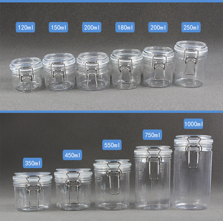 Pots hermétiques en plastique d'ANIMAL FAMILIER de forme ronde de récipient clair de sucrerie de GV 2L 2000ml