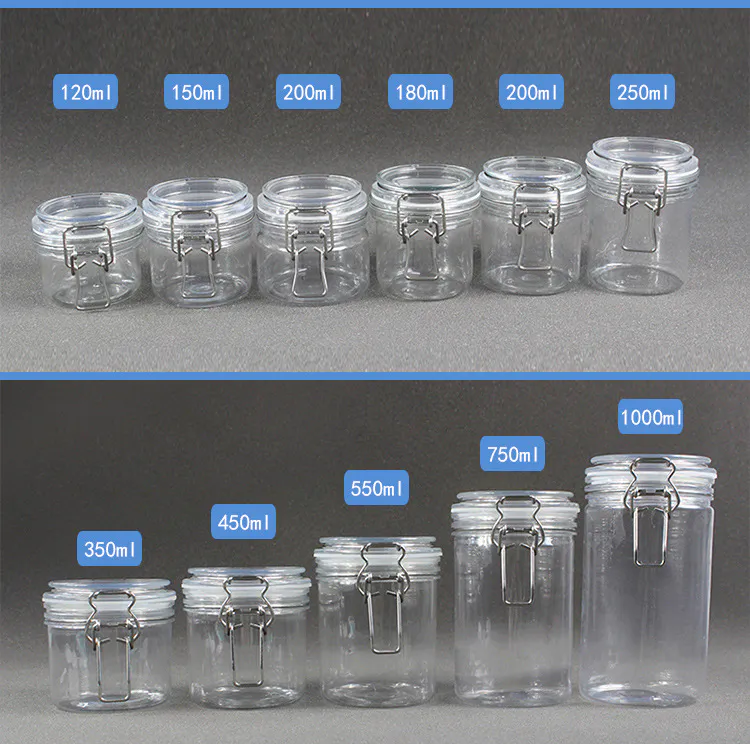 SGS 2L Contenitore per caramelle trasparente da 2000 ml Barattoli ermetici in plastica PET di forma rotonda