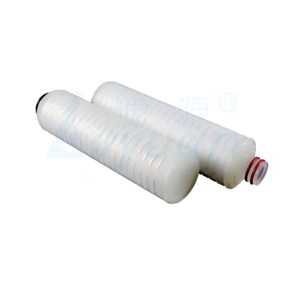 Pleated PP PTFE PES PVDF NYLON micro membrane filter water filter cartridge 0.5 micron with fin end soe 222 plastic connector