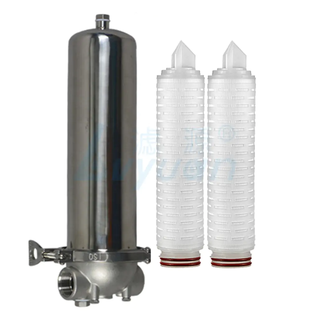 Chemical industry filter 10/20/30/40 inch pvdf cartridge filter with 0.1 0.45 microns membrane pleated media