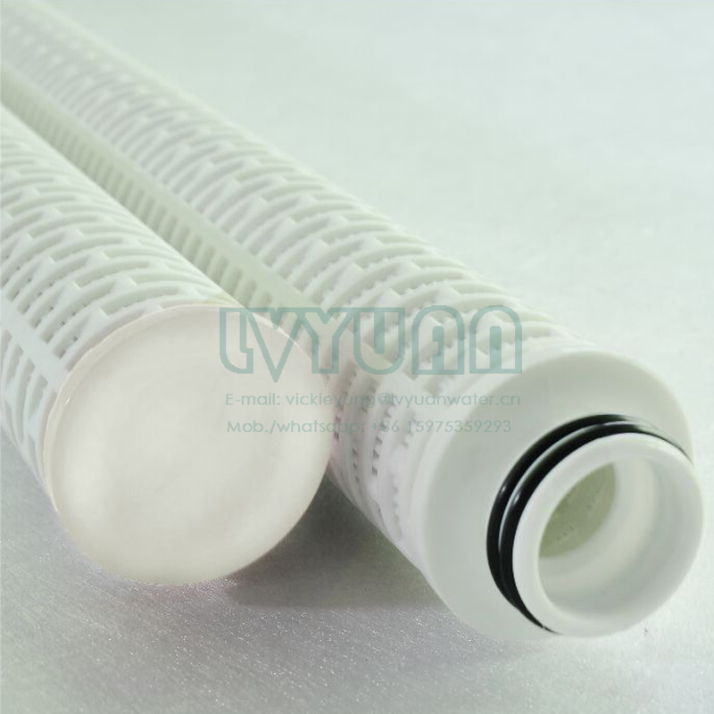 Petro-chemical high flow 40 inch 222 pleated fiber glass 1 micron oil water filter cartridge for oil-field equipment plant