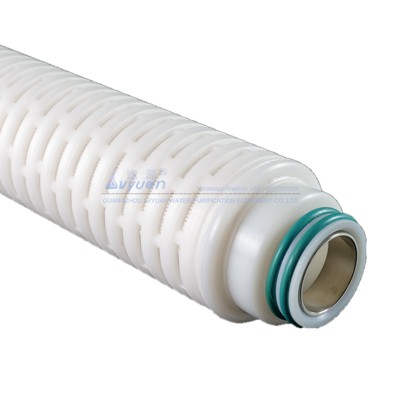 Replacement PTFE membrane 10 inch 0.2/0.45/3 micron pleated water filter element for stainless steel single round filter housing