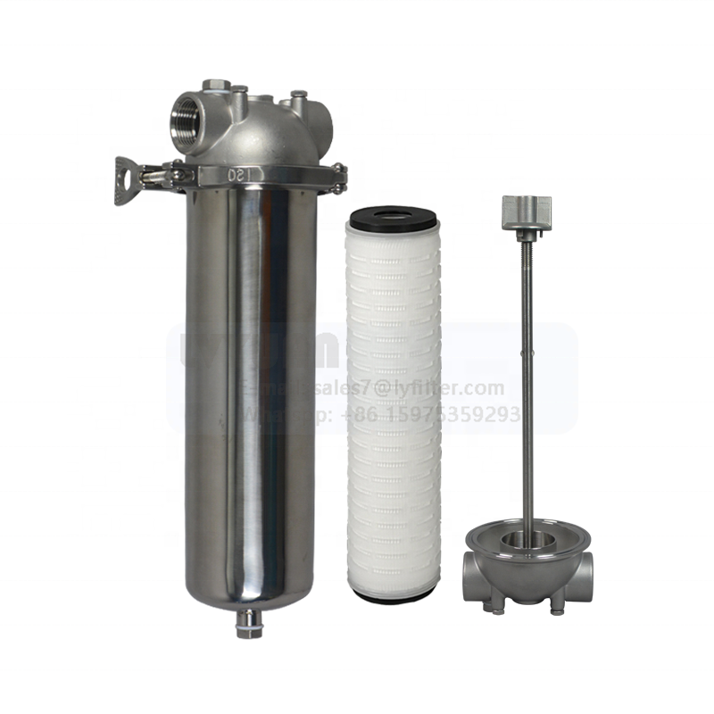 Stainless steel 10 inch pleated filter cartridge housing/PP water filter cartridge housing