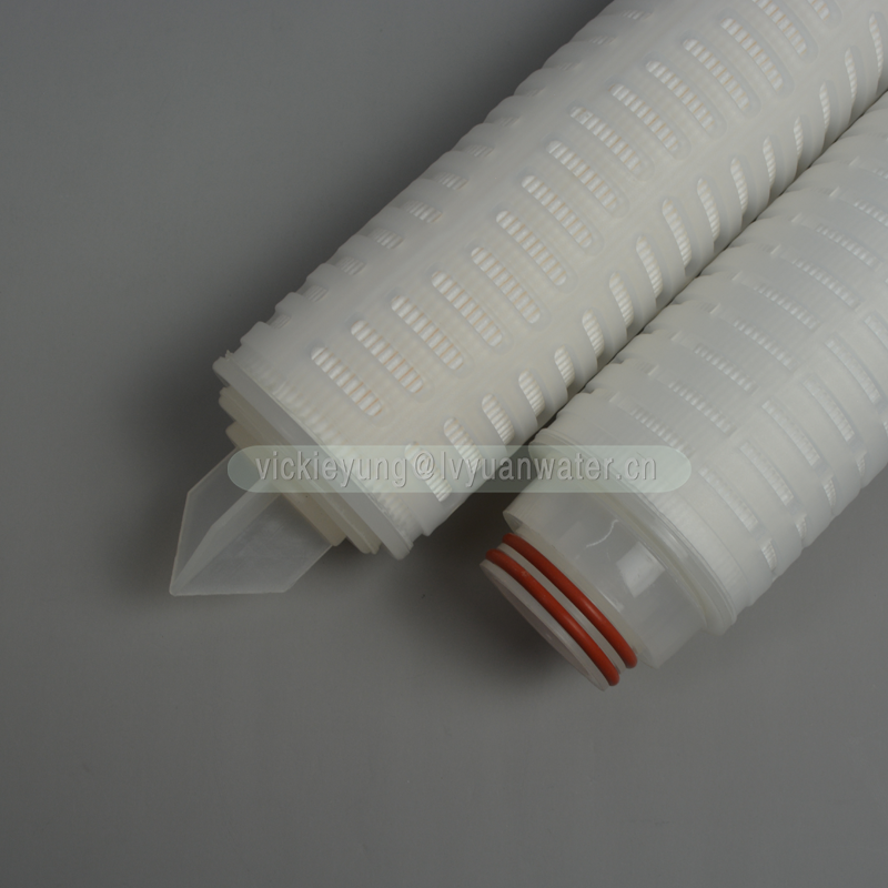 10/20/30/40 inch microporous folding cartridge porous ptfe membrane filter element with 222 226 fin flat plastic/ss adpator