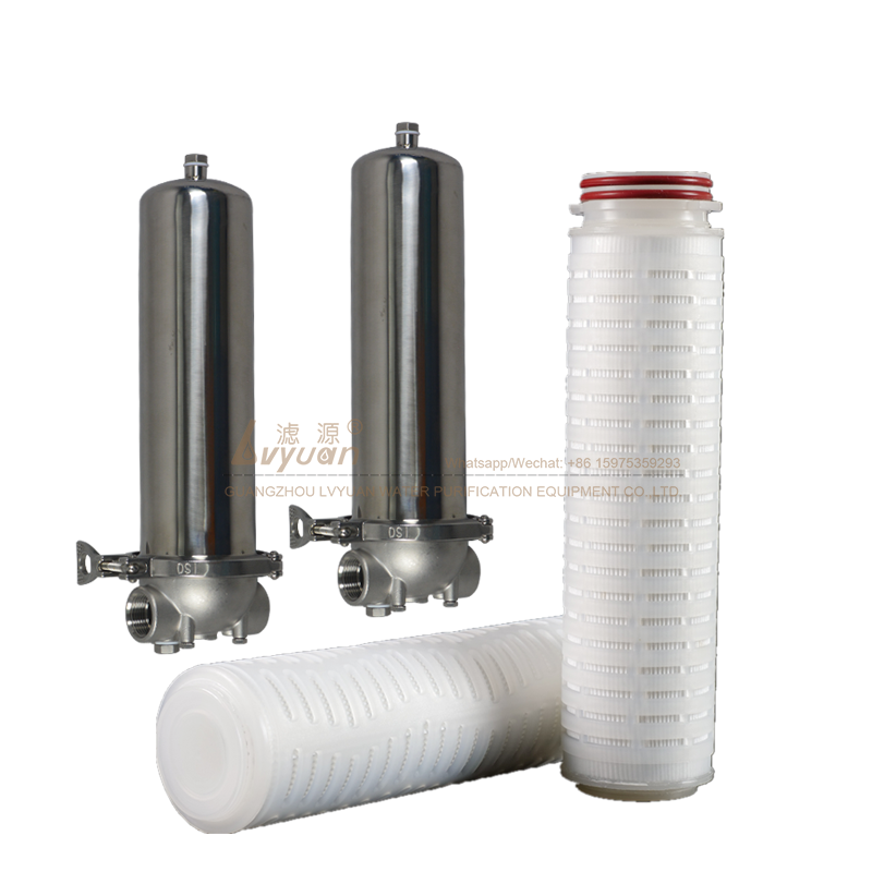 Pleated porous membrane type PP/PTFE/PES/PVDF/N66 0.22 0.45 1 mcrons cartridge micro filter for 10 20 30 40 inch filter housing