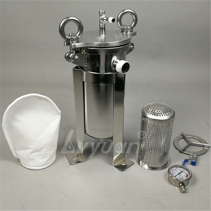 Industrial high pressurewater pre filtration stainless steel bag cartridge 32 inch 5 microns SS304 basket type filter