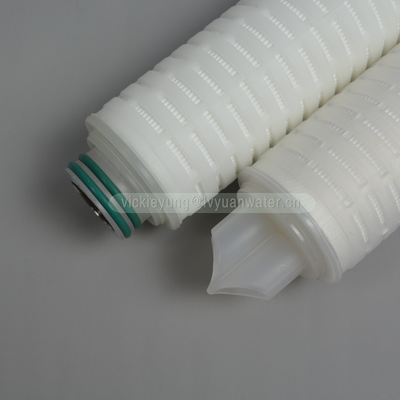 2 micron polypropylene (PP) material 10 inch water pleated filter cartridge with plastic or stainless steel core
