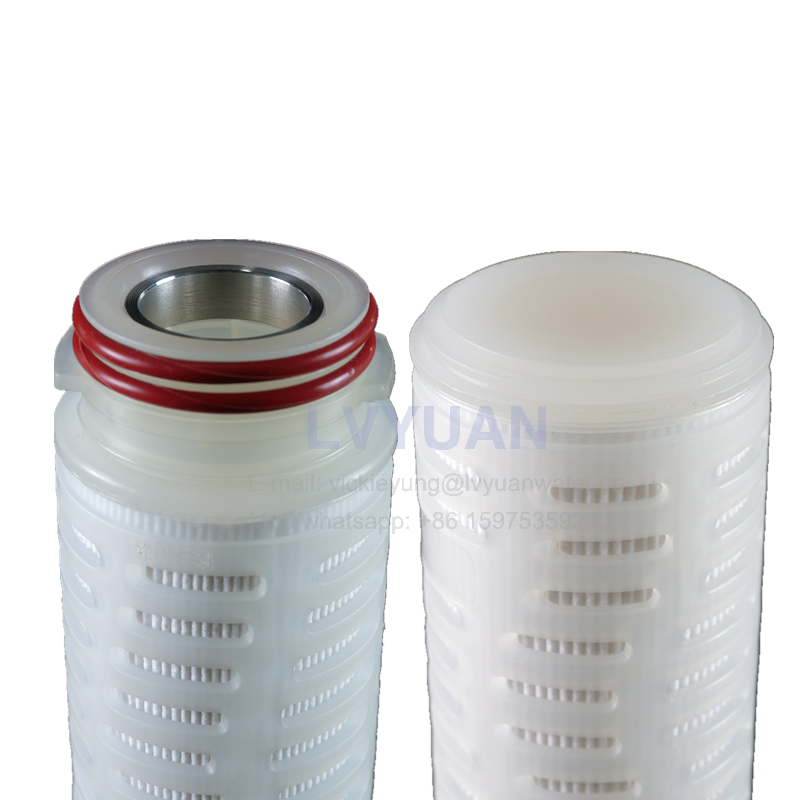2 micron polypropylene (PP) material 10 inch water pleated filter cartridge with plastic or stainless steel core