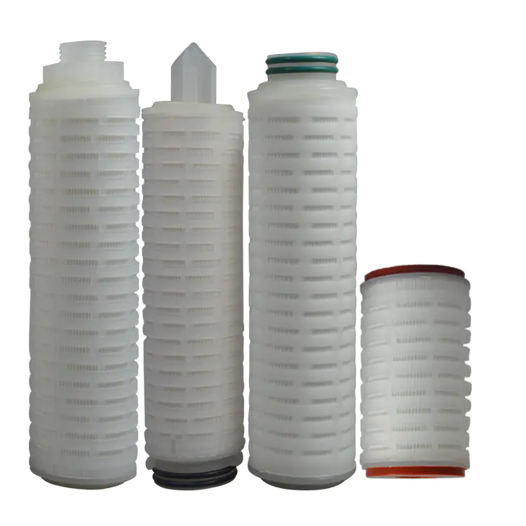 liquid water air purification Hydrophilic & hydrophobicpp sediment 1 micronPTFE membrane pleated filter cartridge