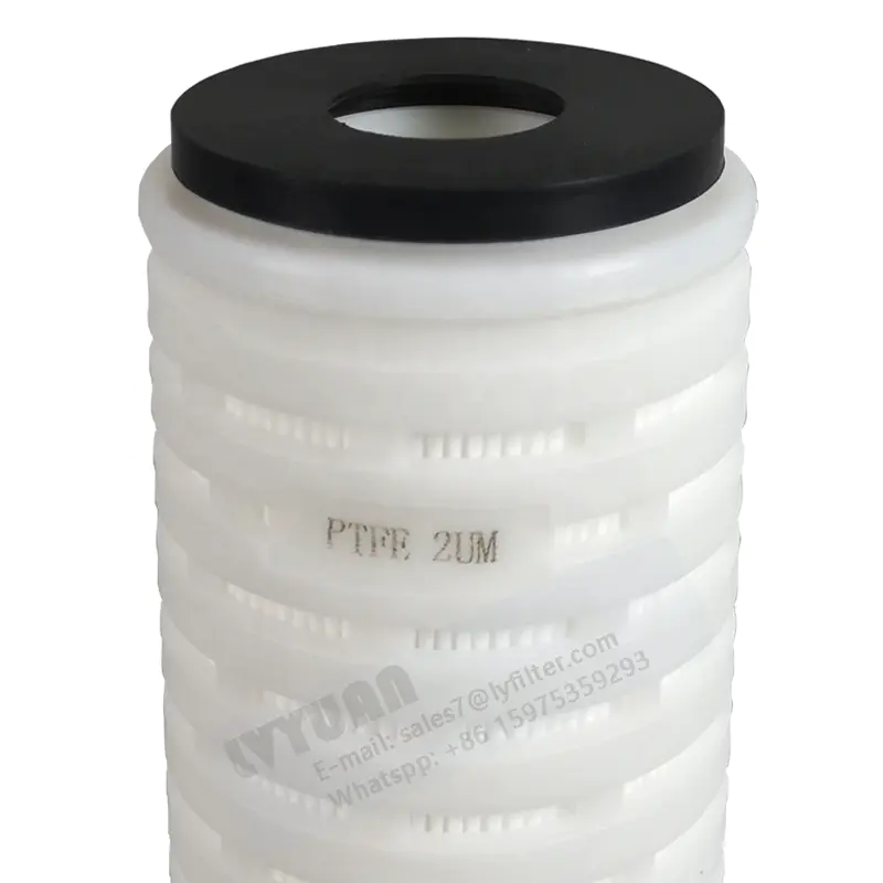 Guangzhou manufacturer 0.2 micron PP/PTFE membrane 10 inch pleated cartridge filter element with double o rings
