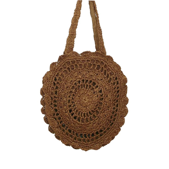 Women's leisure wooden bead lovely handmade straw bags
