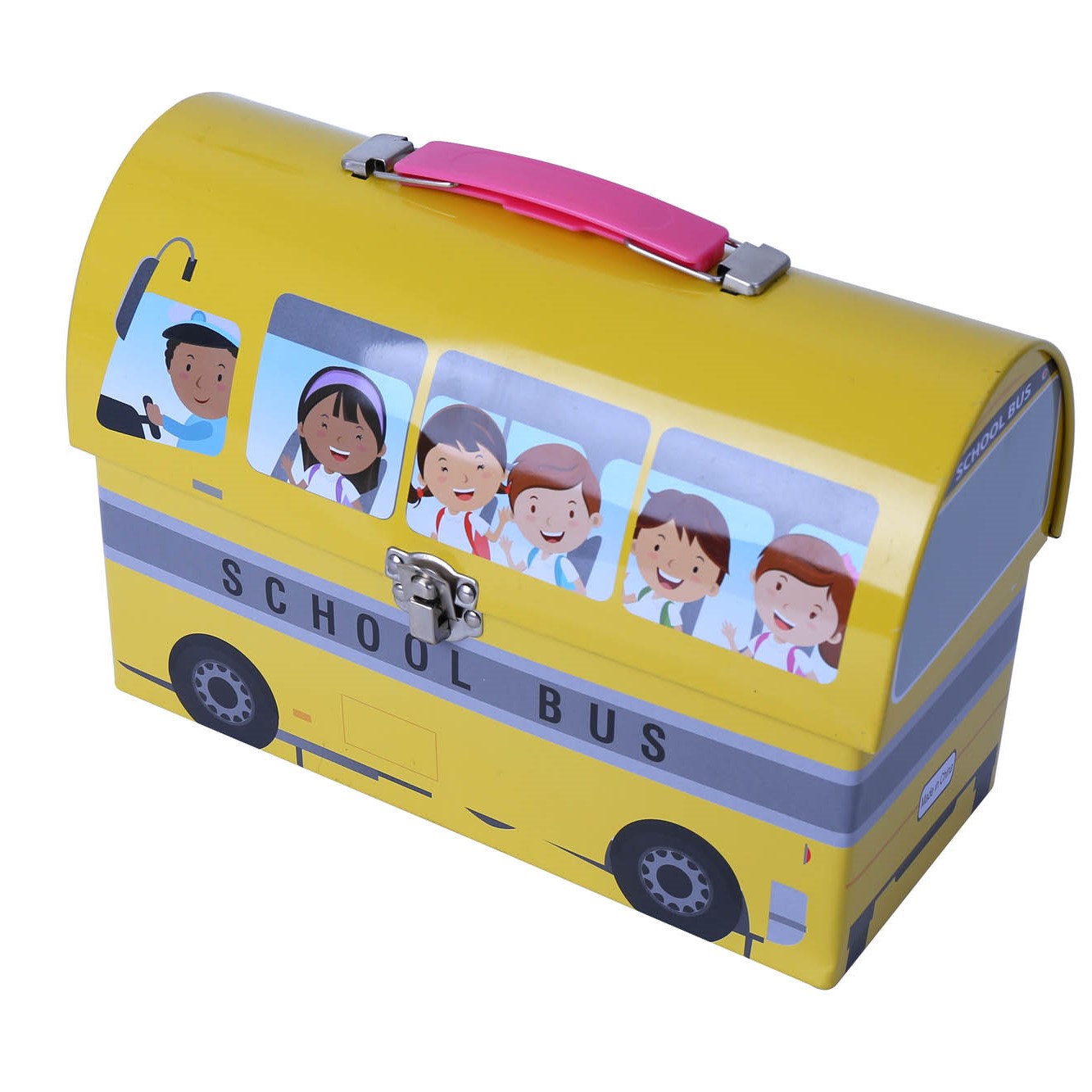 School bus shape kids lunch box with handle