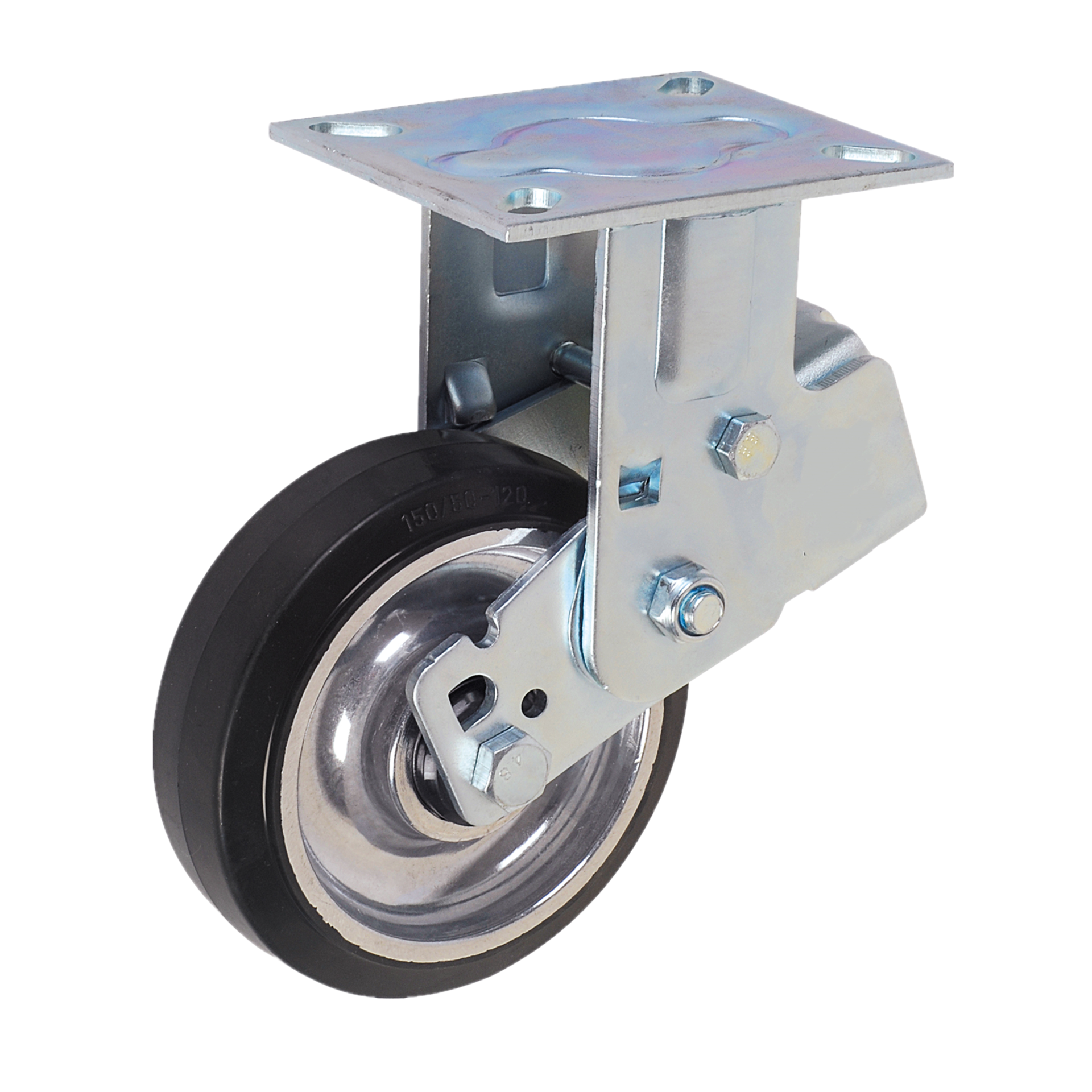 Rigid Fixed Non Marking Natural Rubber On Aluminium Core Wheel Spring Loaded Shock Absorbing Caster Wheel
