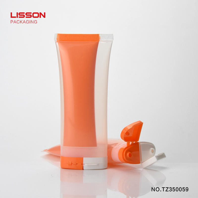oval double chamber tube for sunscreen cream with flip top cap