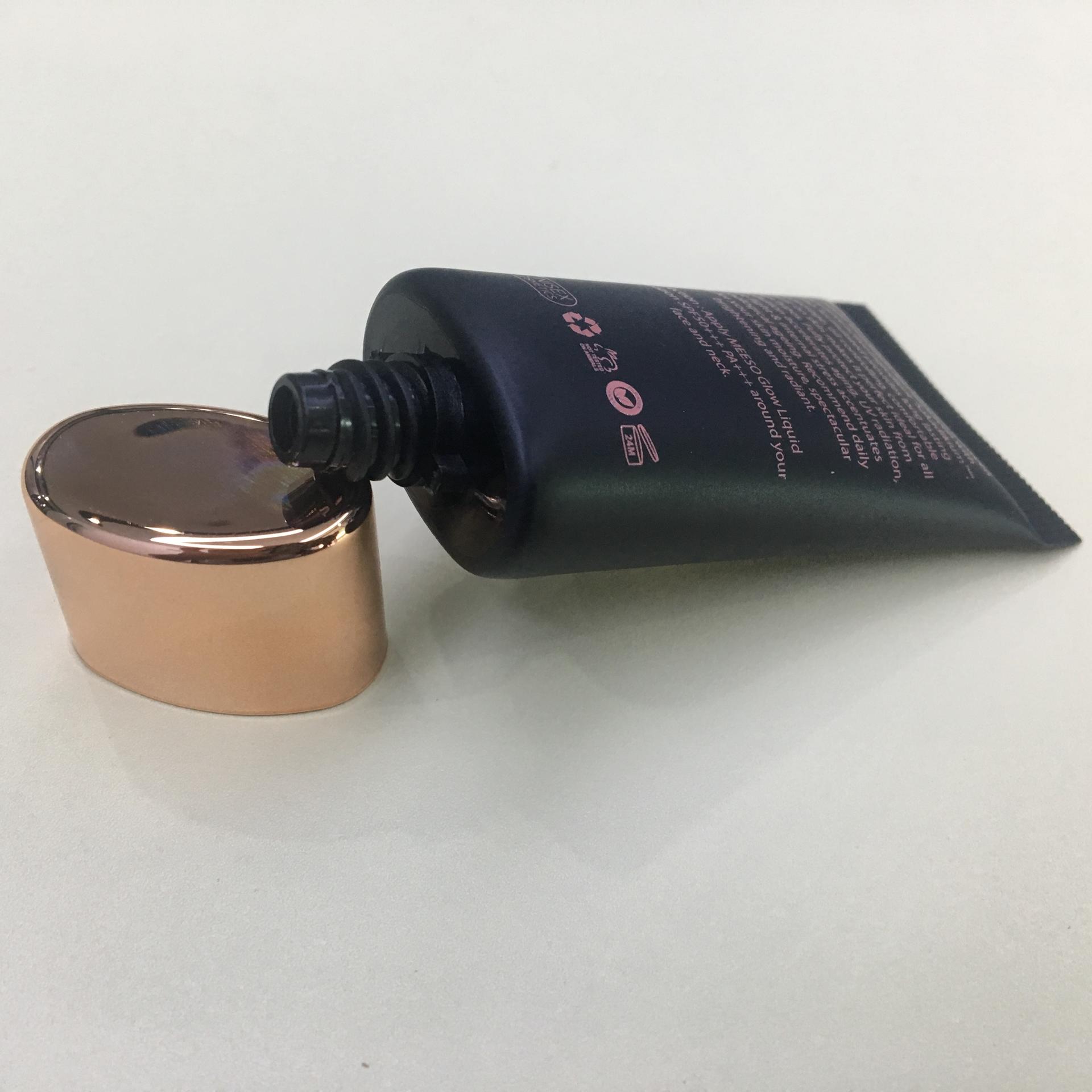 15ml Cosmetic plastic packaging oval tube with rose gold cap for sunscreen BB cream