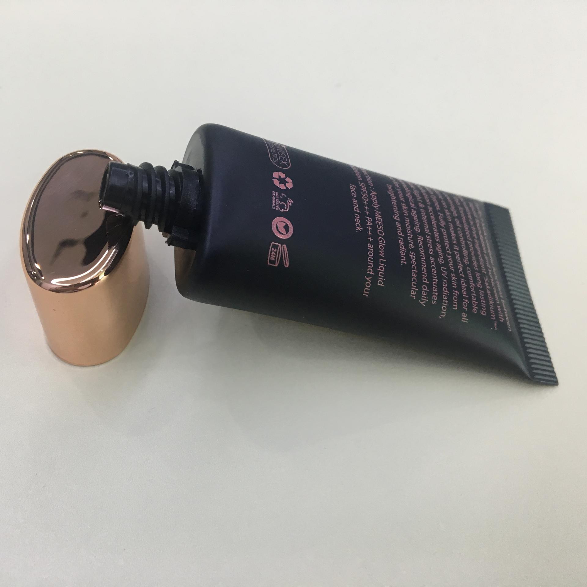 15ml Cosmetic plastic packaging oval tube with rose gold cap for sunscreen BB cream