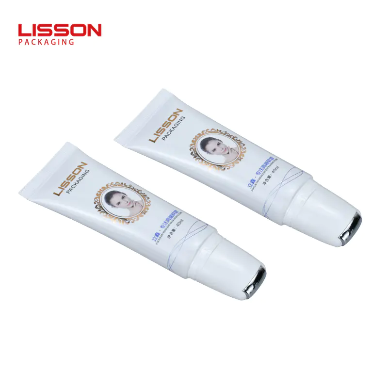 40ml cosmetic oval plastic tube with steel roller for skincare