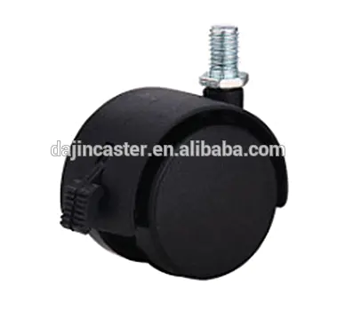 Black Nylon Twin Wheel Furniture Casters And Wheels With Brake