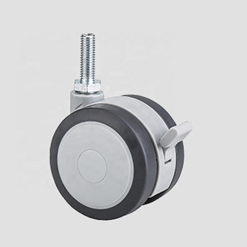 Noiseless Screw Stem 75mm TPR Medical Caster Wheel With Lock