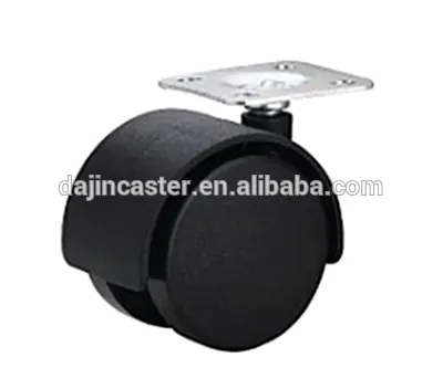 Black Nylon Twin Wheel Furniture Casters And Wheels With Brake