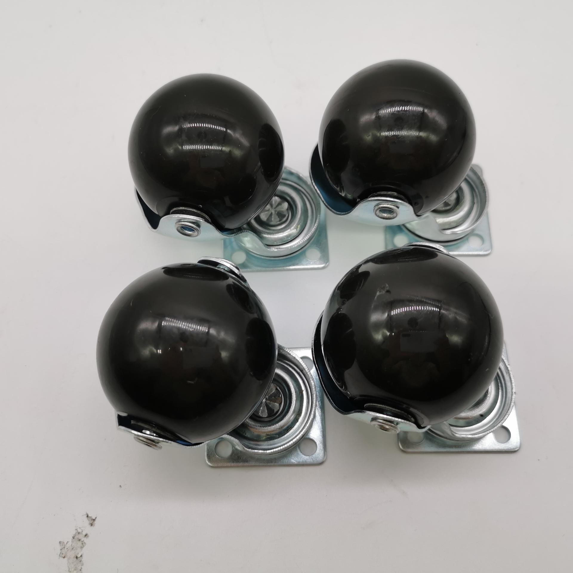 4 Pieces Non Marking Swivel Top Plate 50mm Black PP Polypropylene Furniture Ball Caster