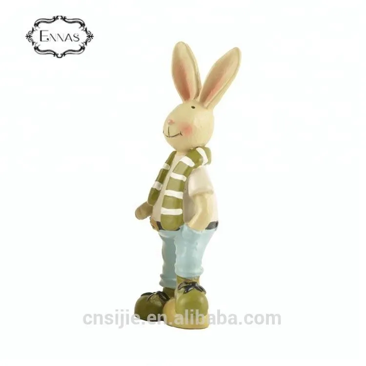 High quality home decoration gift resin easter boy rabbit