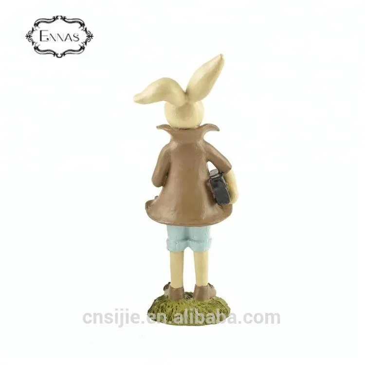 2020 New design small resin bunny boy rabbit decoration for easter holiday