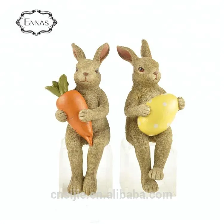 Resin brown rabbit indoor decorative statues for easter decoration gift