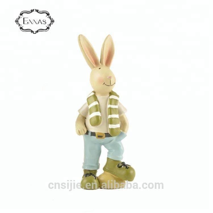 High quality home decoration gift resin easter boy rabbit