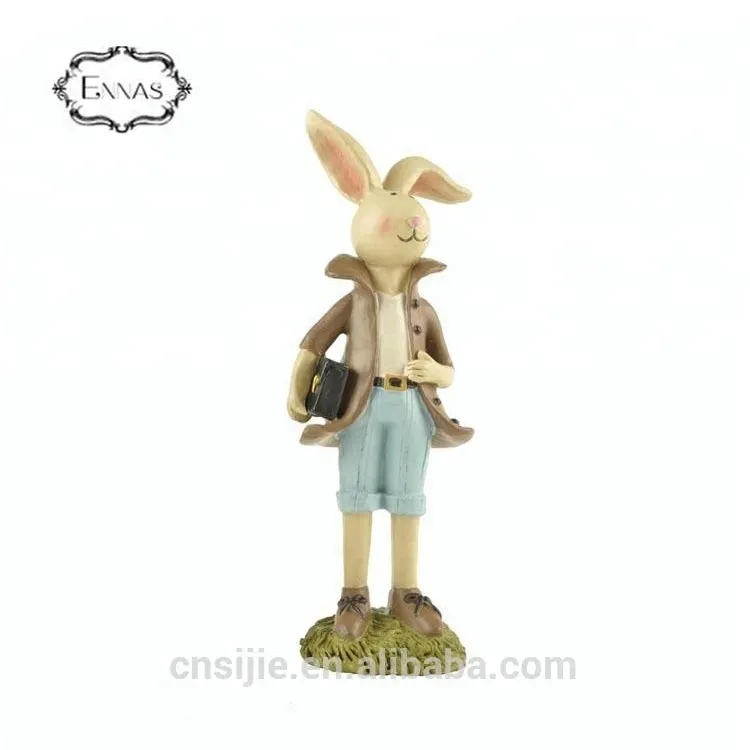 2020 New design small resin bunny boy rabbit decoration for easter holiday