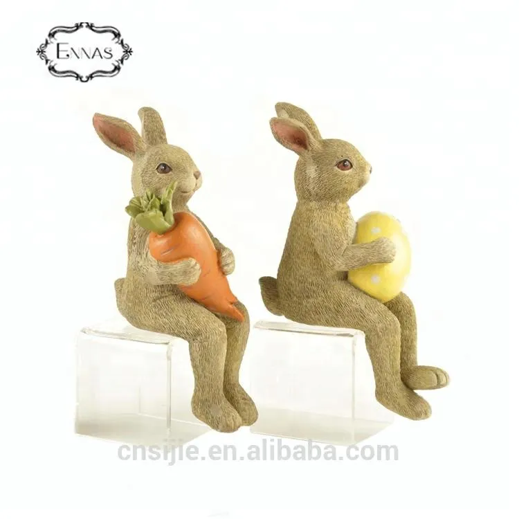 Resin brown rabbit indoor decorative statues for easter decoration gift