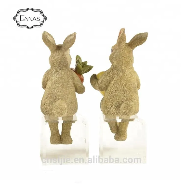 Resin brown rabbit indoor decorative statues for easter decoration gift