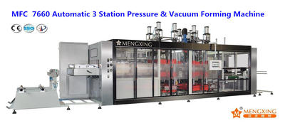 Fully Auto 3 Station PP/Pet/BOPS/PLA Food Container Forming, Cutting & Stacking Machine (MFC 7660)