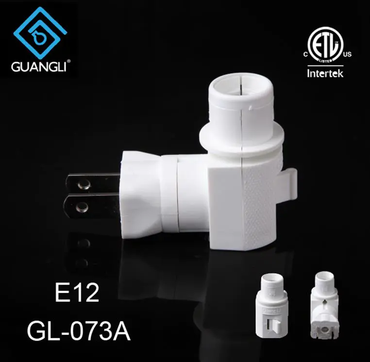 OEM 073A ETL approved USA Switch socket lamp holder rotating night light socket plug in ceramic with 5W or 7W and 110V or 120V