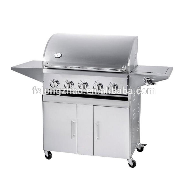 5+1 Burners Gas Grill BBQ Grill With Round Hood And Thermometer