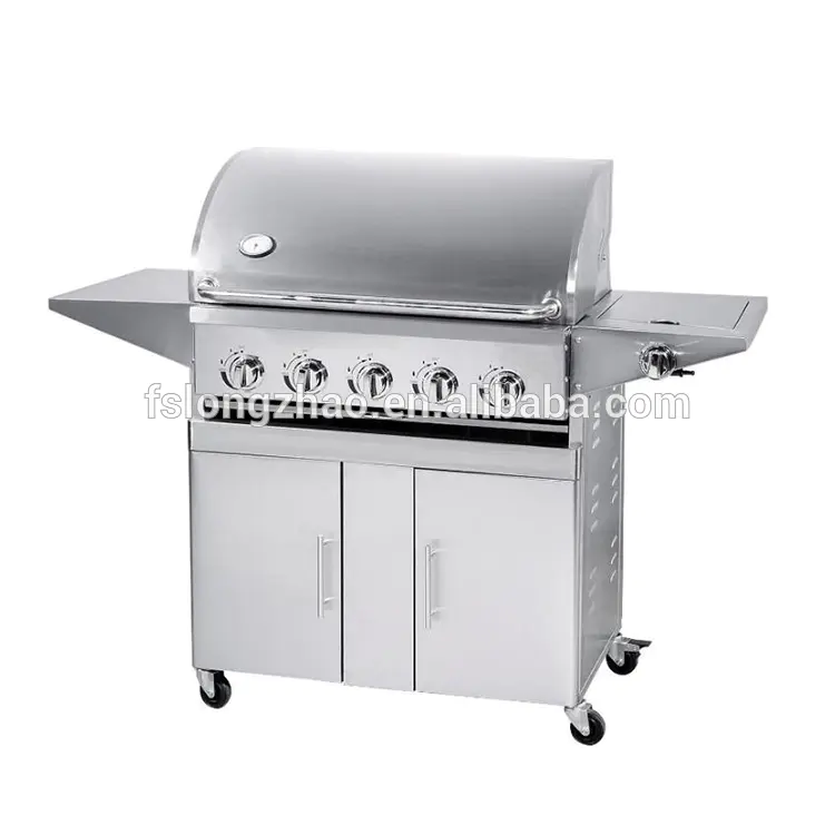 5+1 Burners Gas Grill BBQ Grill With Round Hood And Thermometer