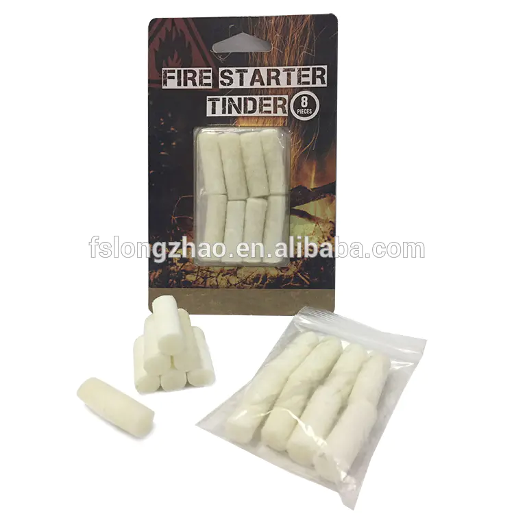 Easy lighting 8 pieces per card wax cotton tinder fire starter
